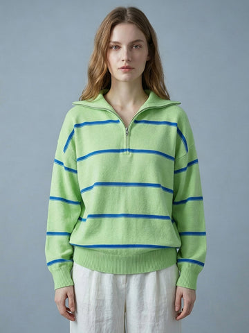 Zip-Up Jumper with Long Sleeves in Green