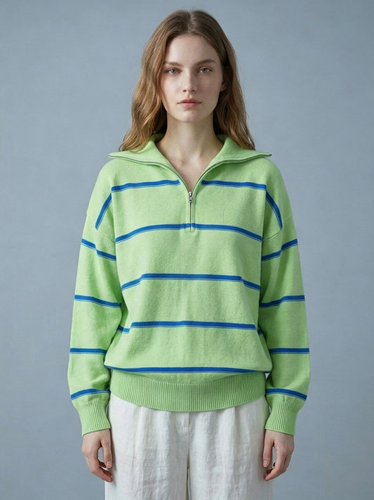 Zip-Up Jumper with Long Sleeves in Green – photo 1