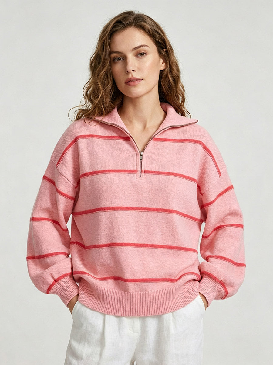 Zip-Up Jumper with Long Sleeves in Green – photo 7