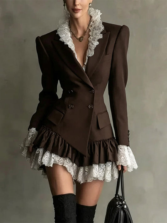 A-Line Dress with Long Sleeves in Brown – photo 1