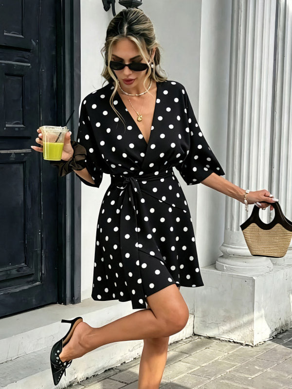 Wrap Dress with Ruffles in Purple – photo 7