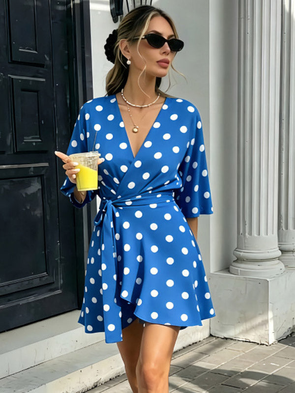 Wrap Dress with Ruffles in Purple – photo 5
