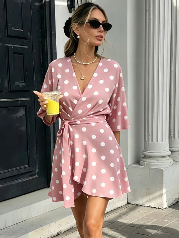 Wrap Dress with Ruffles in Purple – photo 6