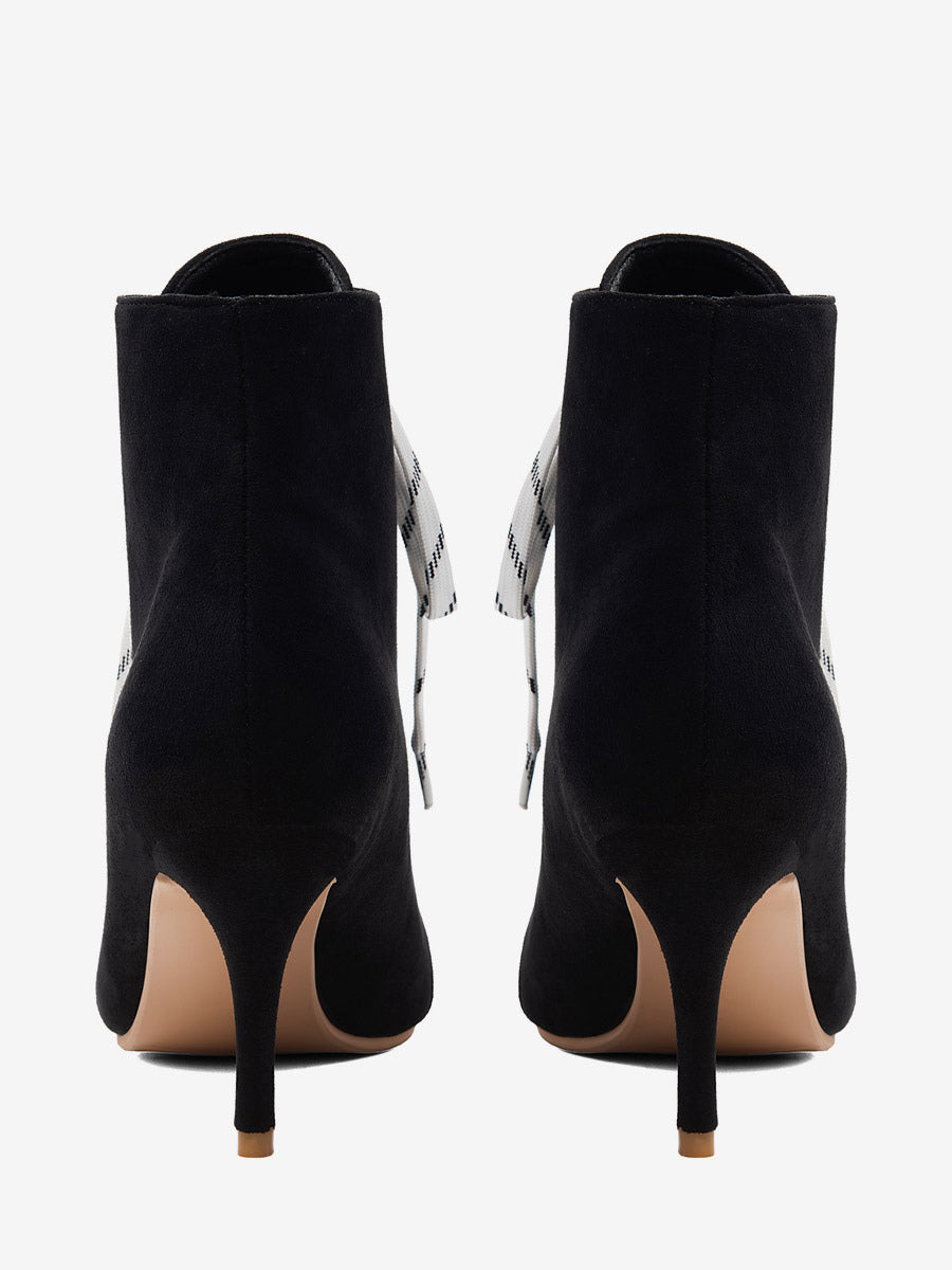 Pointed-Toe Ankle Boots with Lace Trim in Yellow – photo 9