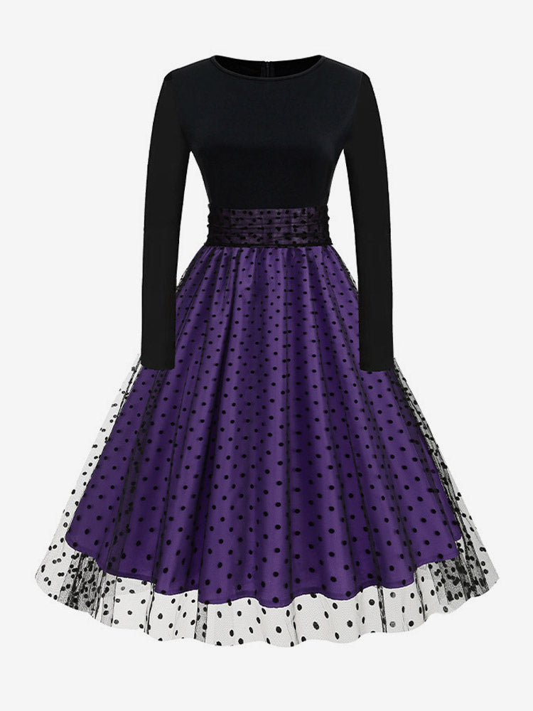 A-Line Dress with Long Sleeves in Purple – photo 1