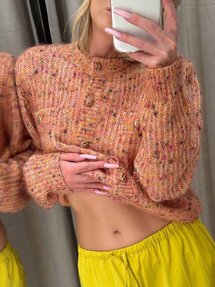 Crew-Neck Cardigan in Green – photo 7