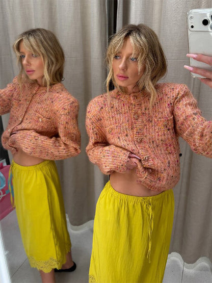Crew-Neck Cardigan in Green – photo 8