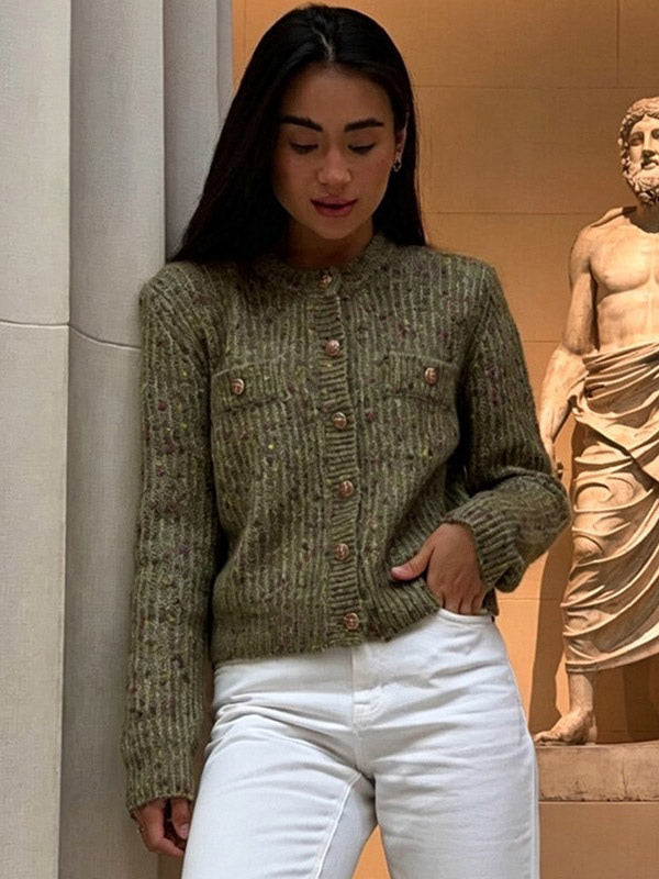 Crew-Neck Cardigan in Green – photo 2
