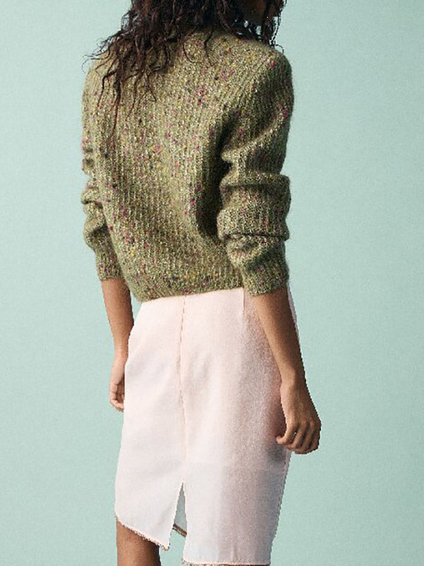 Crew-Neck Cardigan in Green – photo 5
