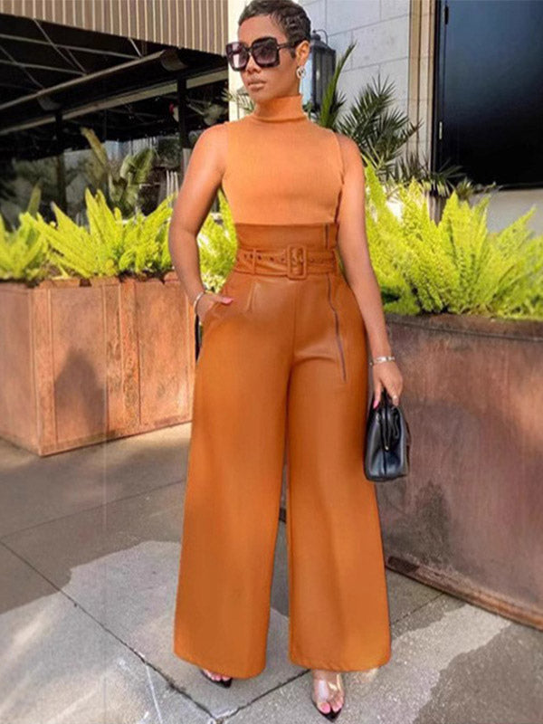 Zip-Up High-Waisted Trousers in Yellow – photo 1