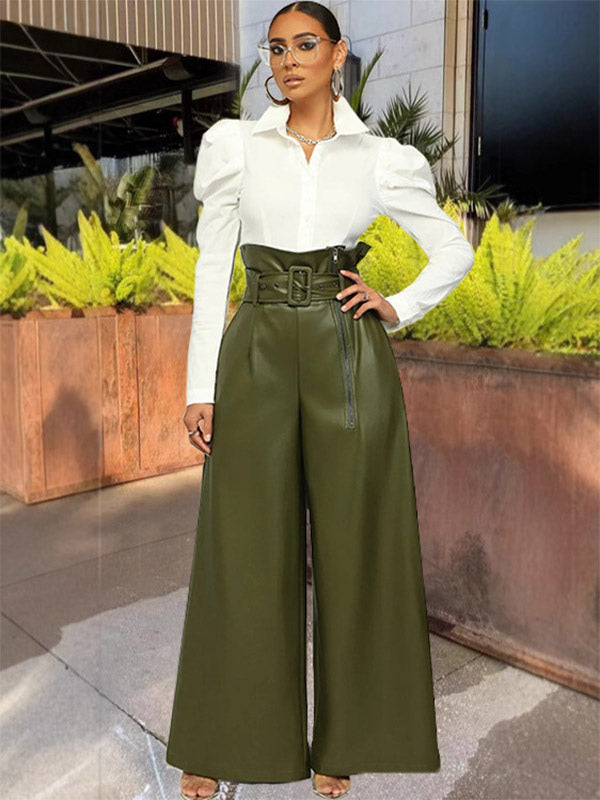 Zip-Up High-Waisted Trousers in Yellow – photo 5