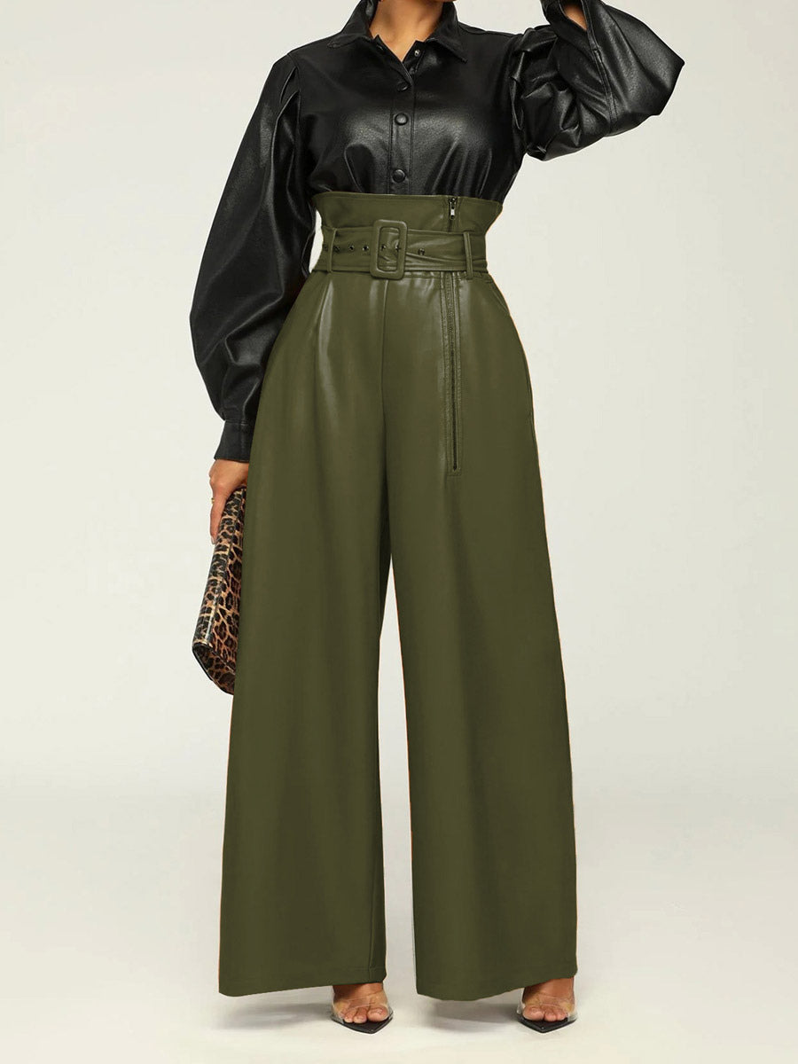 Zip-Up High-Waisted Trousers in Yellow – photo 4