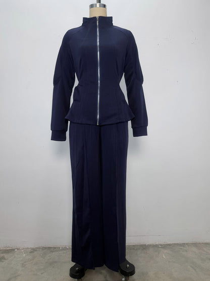 Zip-Up Two-Piece Set with Long Sleeves in White – photo 4