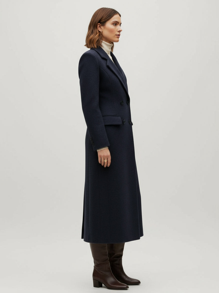 Double-Breasted Coat in Navy – photo 3