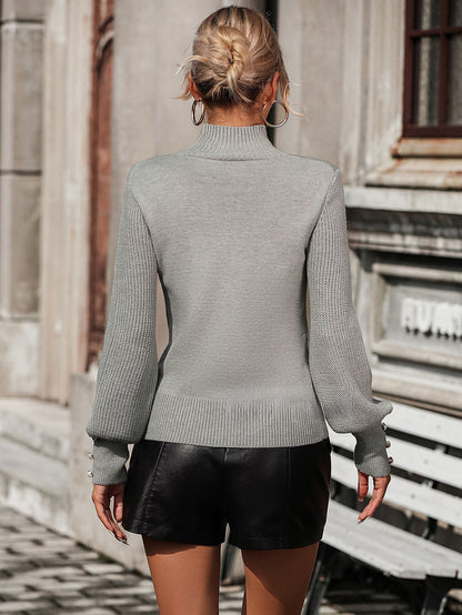 High-Neck Jumper with Long Sleeves in Black – photo 6