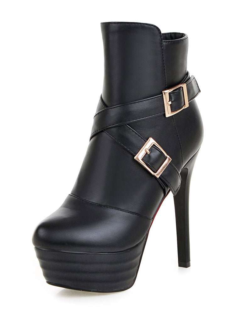 Stiletto Ankle Boots with Buckle in White – photo 6