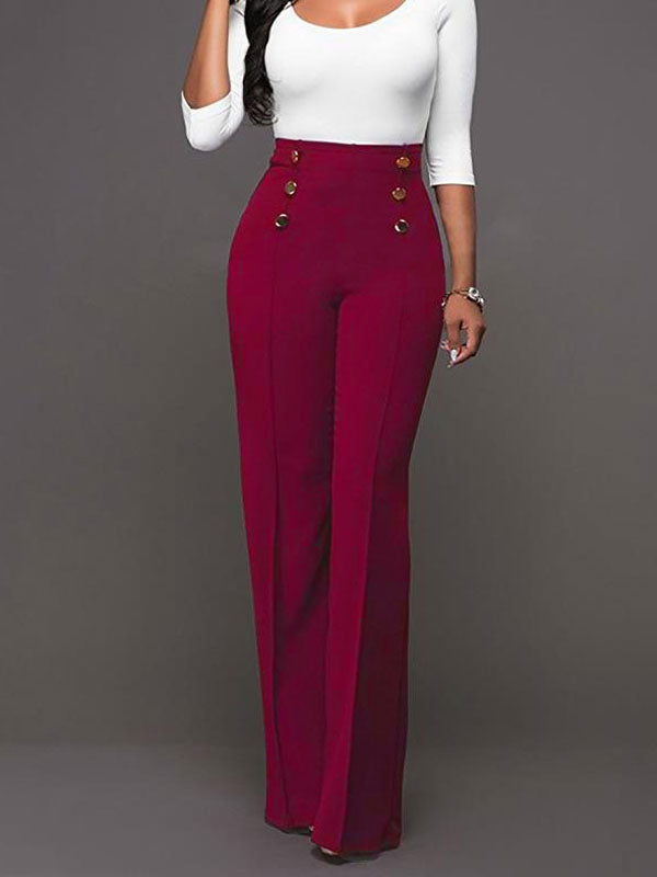High-Waisted Trousers with Buttons in Rose – photo 8