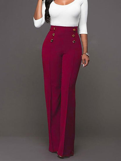High-Waisted Trousers with Buttons in Rose – photo 8