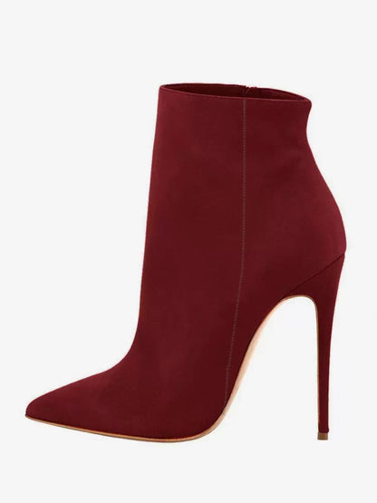 Pointed-Toe Stiletto Suede-Effect Ankle Boots in Brown – photo 7