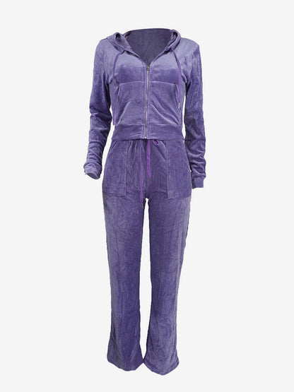 Zip-Up Two-Piece Set with Hood in Purple – photo 4