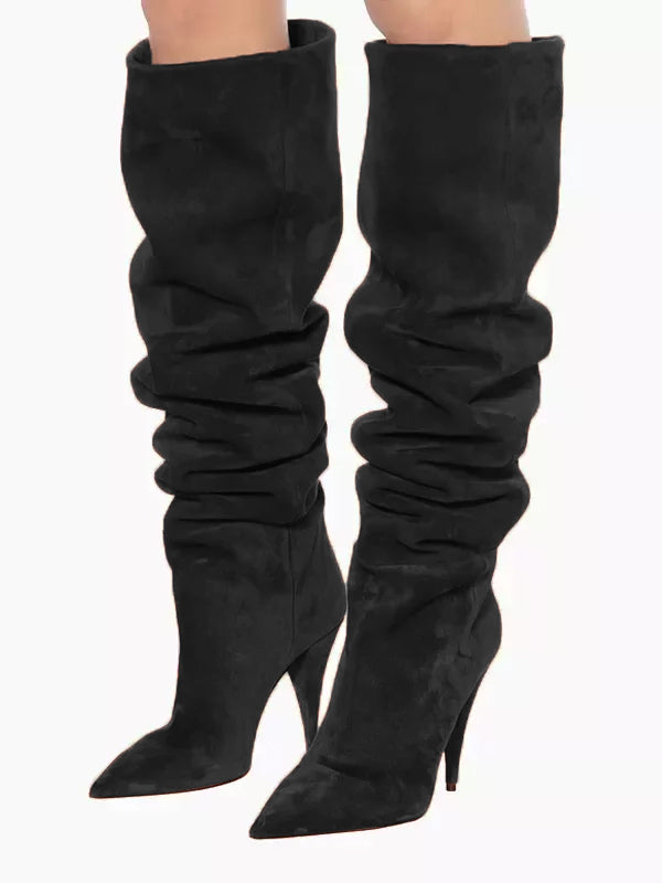 Square-Toe Kitten-Heel Mid-Calf Boots in Brown – photo 4