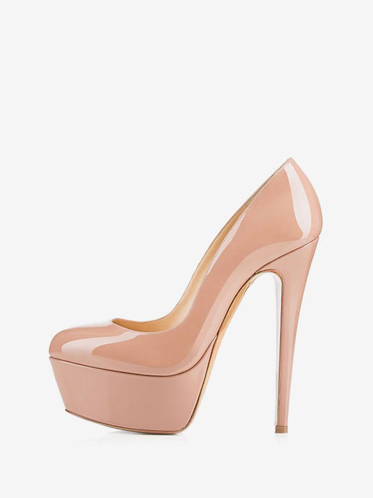 Round-Toe Stiletto Court Shoes in Nude – photo 1