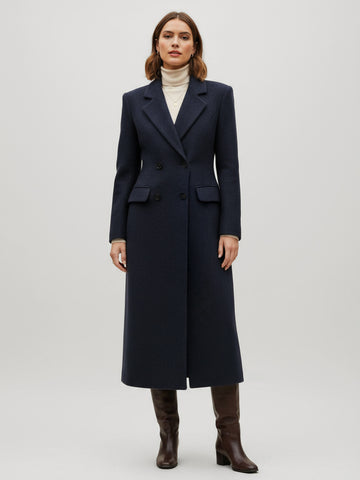 Double-Breasted Coat in Navy