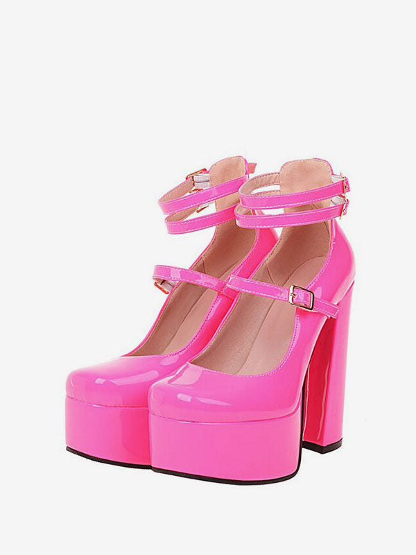 Block-Heel Platform Court Shoes in Red – photo 7