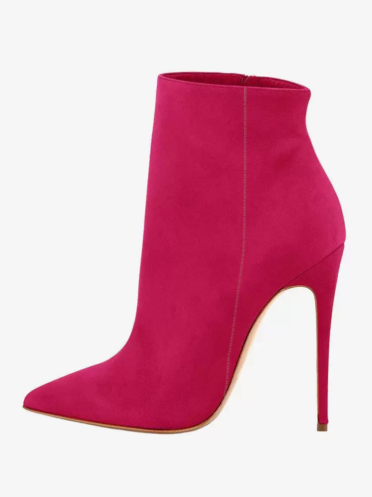 Pointed-Toe Stiletto Suede-Effect Ankle Boots in Brown – photo 9