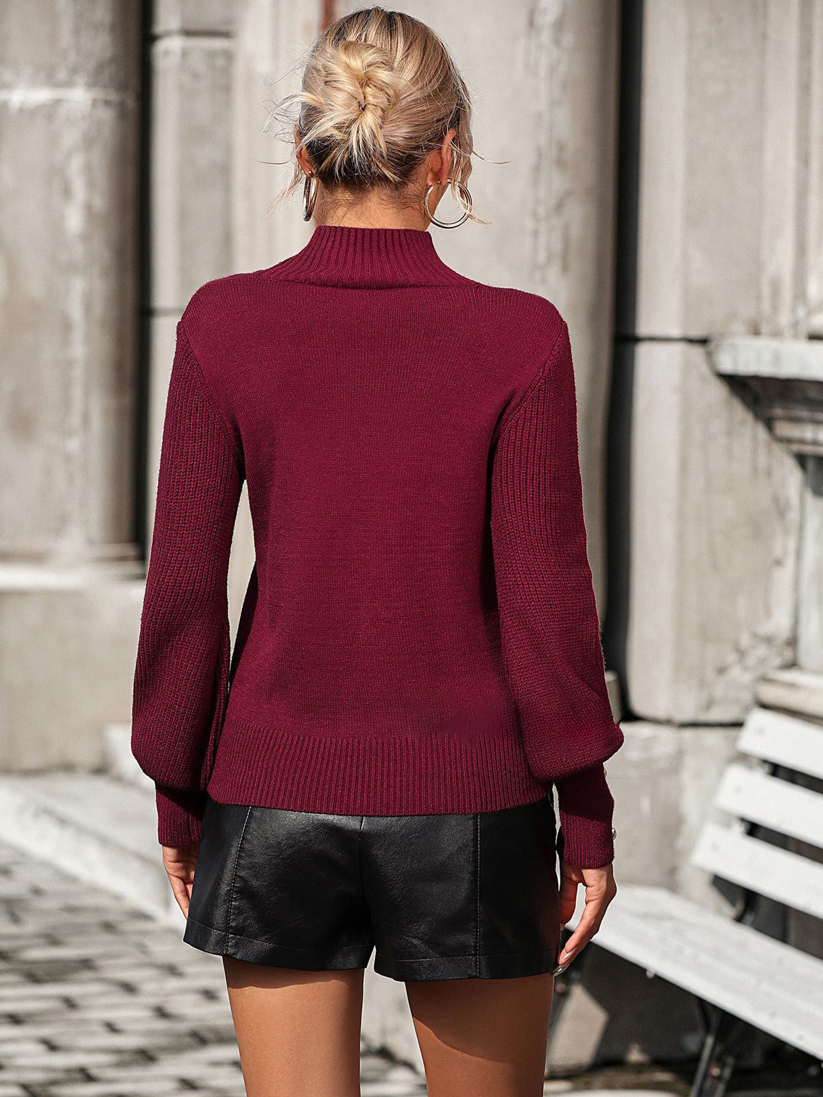 High-Neck Jumper with Long Sleeves in Black – photo 9