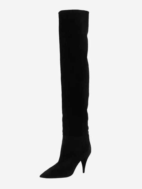 Square-Toe Kitten-Heel Mid-Calf Boots in Brown – photo 3