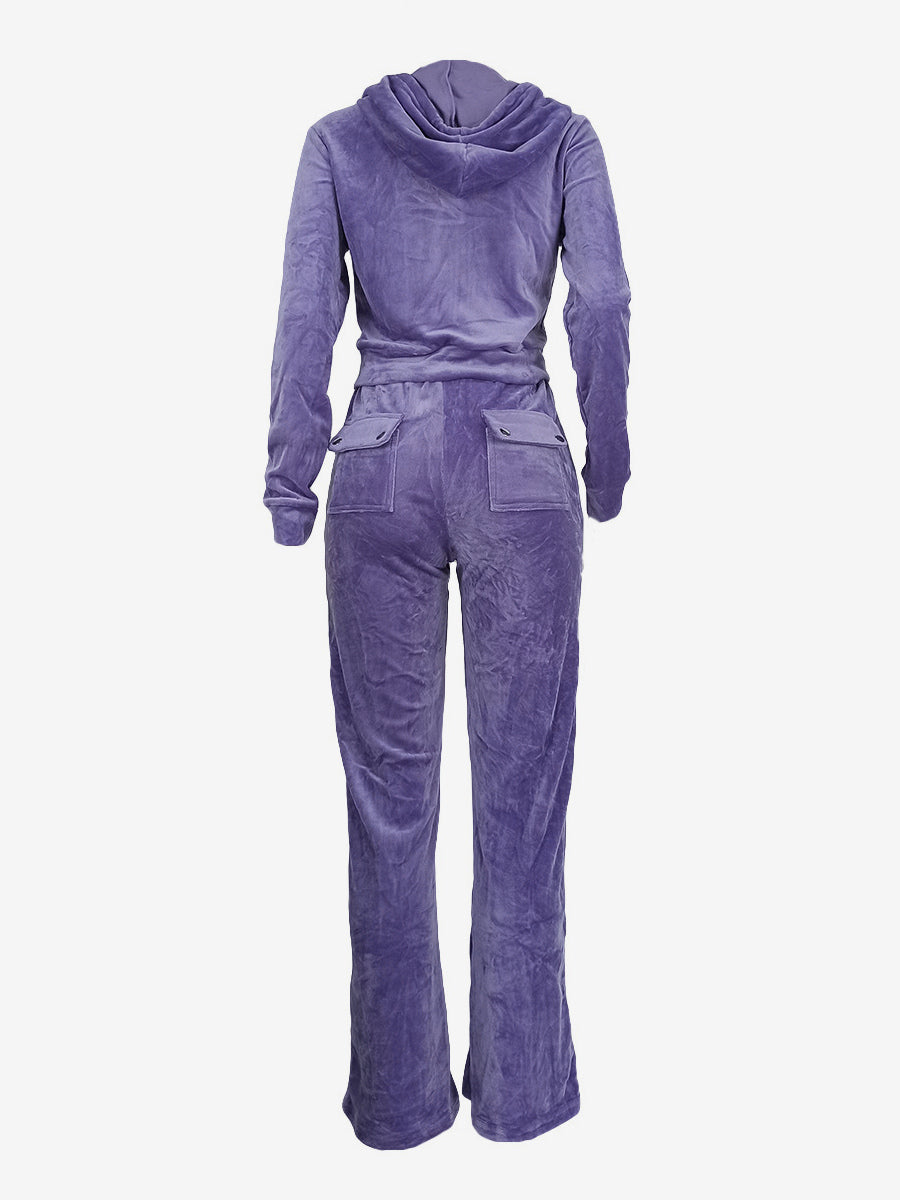 Zip-Up Two-Piece Set with Hood in Purple – photo 5