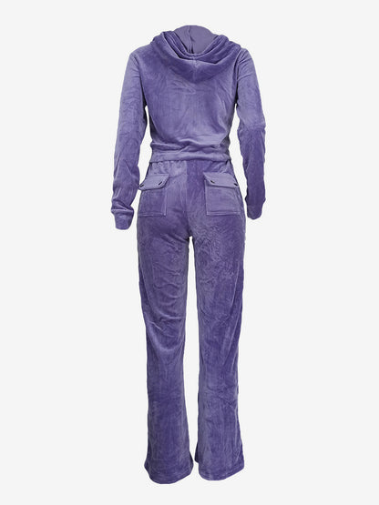 Zip-Up Two-Piece Set with Hood in Purple – photo 5