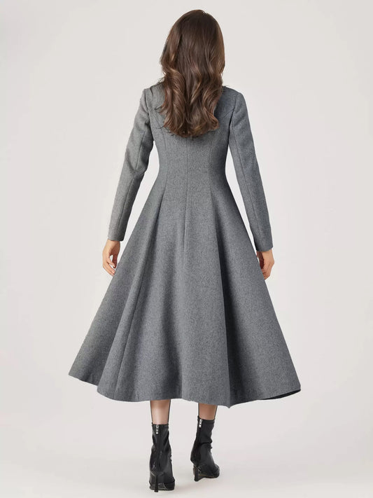 Flared Coat with Long Sleeves in Grey – photo 2