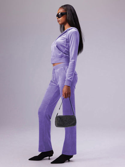 Zip-Up Two-Piece Set with Hood in Purple – photo 3