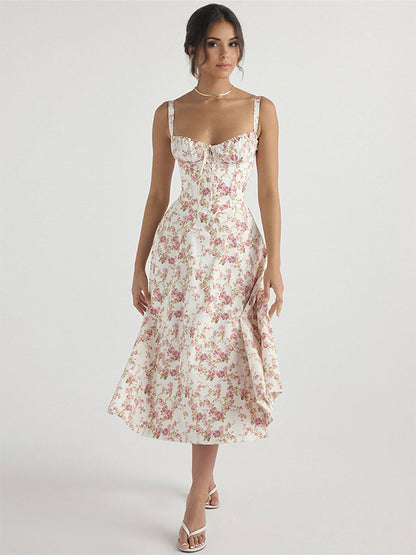 Sleeveless Midi Dress with Side Split in Red – photo 3
