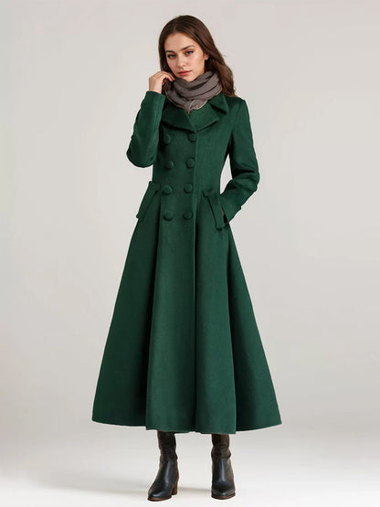 Double-Breasted Coat with Lapels in Navy – photo 11