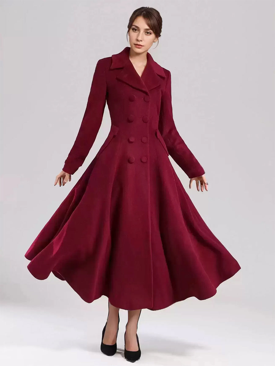 Double-Breasted Coat with Lapels in Navy – photo 4