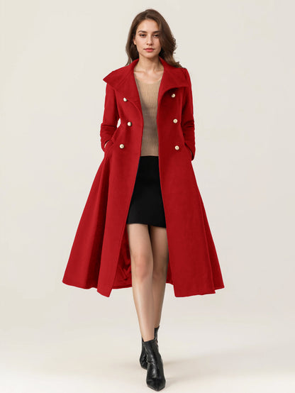 Double-Breasted Coat with Long Sleeves in Navy – photo 8
