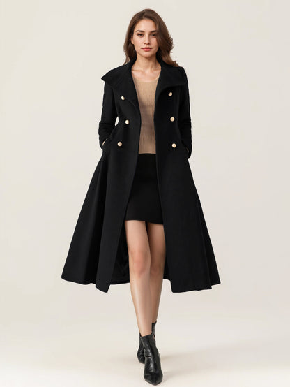 Double-Breasted Coat with Long Sleeves in Navy – photo 9