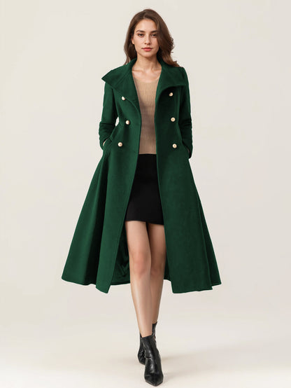 Double-Breasted Coat with Long Sleeves in Navy – photo 10