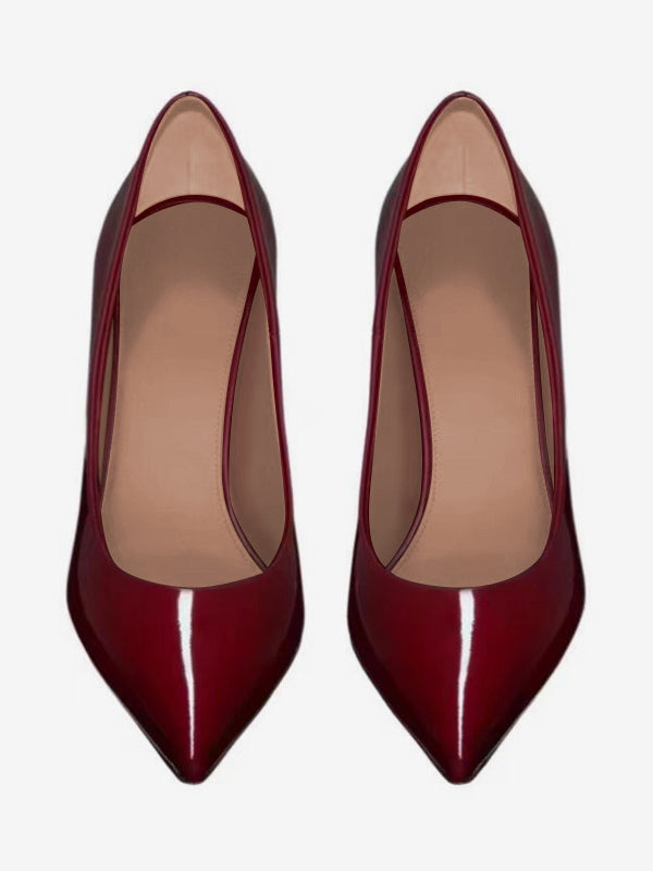 Pointed-Toe Slip-On Heels in Burgundy – photo 3