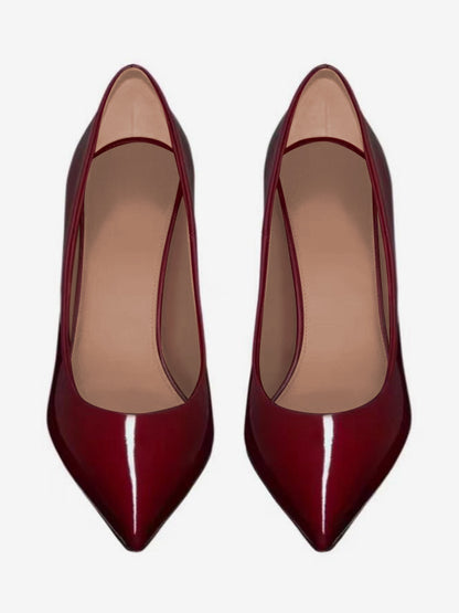 Pointed-Toe Slip-On Heels in Burgundy – photo 3