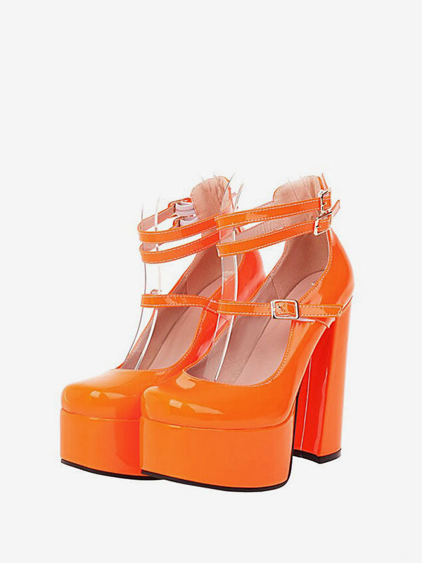 Block-Heel Platform Court Shoes in Red – photo 9