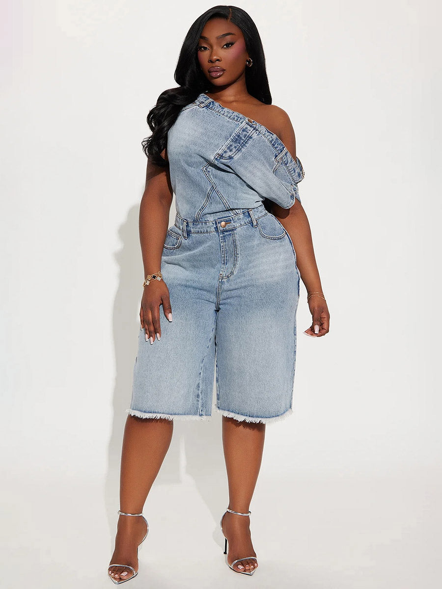 Sleeveless Jumpsuit with Lapels in Blue – photo 6