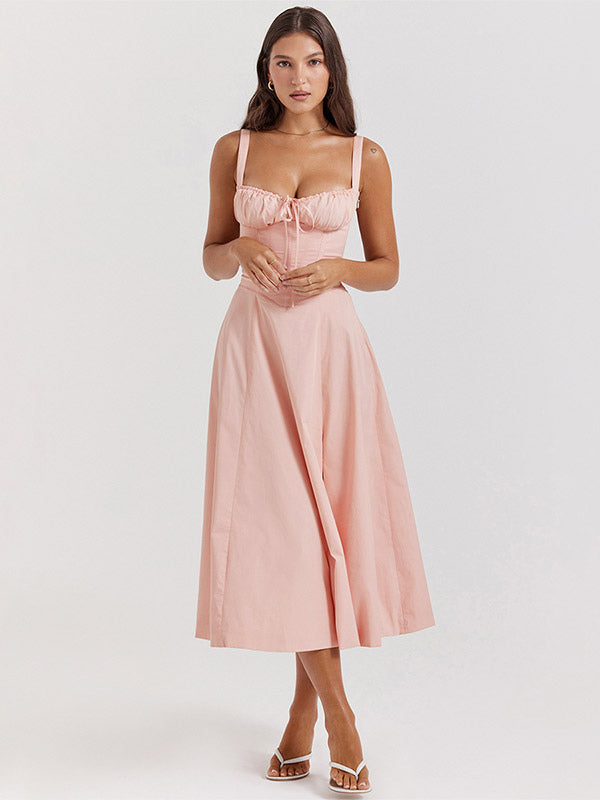 Sleeveless Midi Dress with Side Split in Red – photo 11