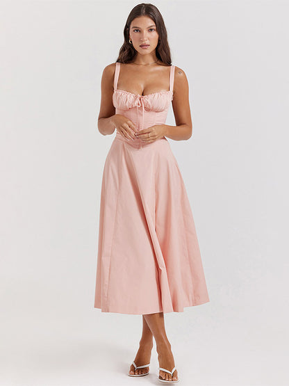 Sleeveless Midi Dress with Side Split in Red – photo 11