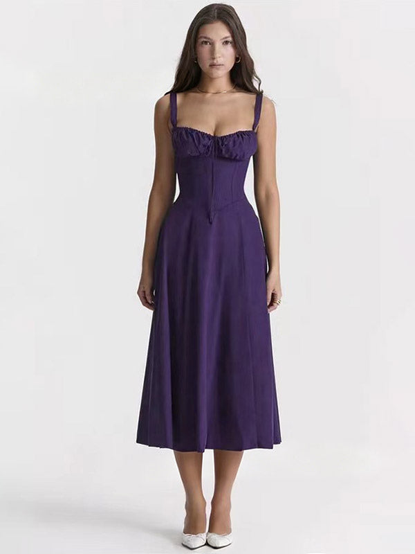 Sleeveless Midi Dress with Side Split in Red – photo 16