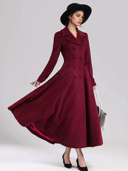 Double-Breasted Coat with Lapels in Navy – photo 7