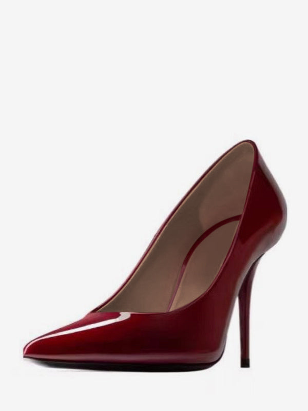 Pointed-Toe Slip-On Heels in Burgundy – photo 1